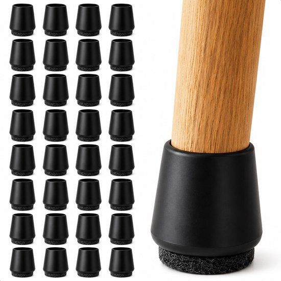 Luft Stuhlfußschutz – 32 Stück – 18–23 mm - Socken - Stuhlfußkappen - Filzgleiter - Stuhlkappen - Stuhlfilzgleiter - Stuhl - Rund - Stuhlfußschutz - Kappen - Söckchen - Filz