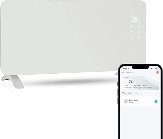 FlinQ Smart Panel Heater mit WiFi - Elektrische Heizung - Heizpaneel - Elektrische Heizung - Konvektorheizung - Tragbare Heizung - 2000W - Weiß