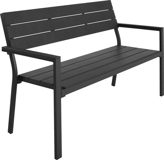 tectake - Gartenbank - 2-sitzige Bank mit Aluminiumrahmen und Hi-Impact-Latten - Geeignet für Terrasse, Park, Balkon, Gartenmöbel und Haus - Langlebig, wetterfest, einfach zu montieren - Max. 250kg - dunkelgrau