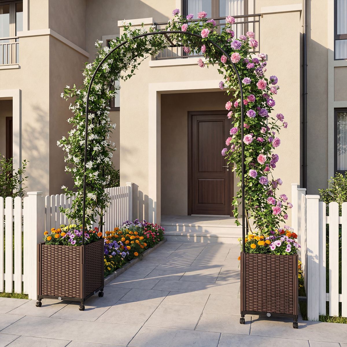 Coast Gartenbogen mit Pflanzkübeln – Selbstbewässerungssystem – modulares Design – schwarz – 230 cm