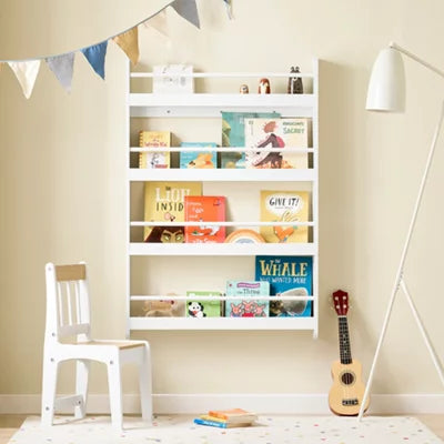 SoBuy Kinderbücherschrank – 4 Einlegeböden – 80 x 12 x 118 cm – Weiß