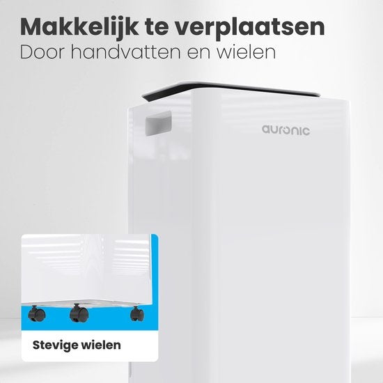 Auronic - Luftentfeuchter 12L - Mit Wäschetrocknungsfunktion, Luftreiniger, 185W, Flüsterleise (36 dB), Geeignet für 48 m³ - Weiß