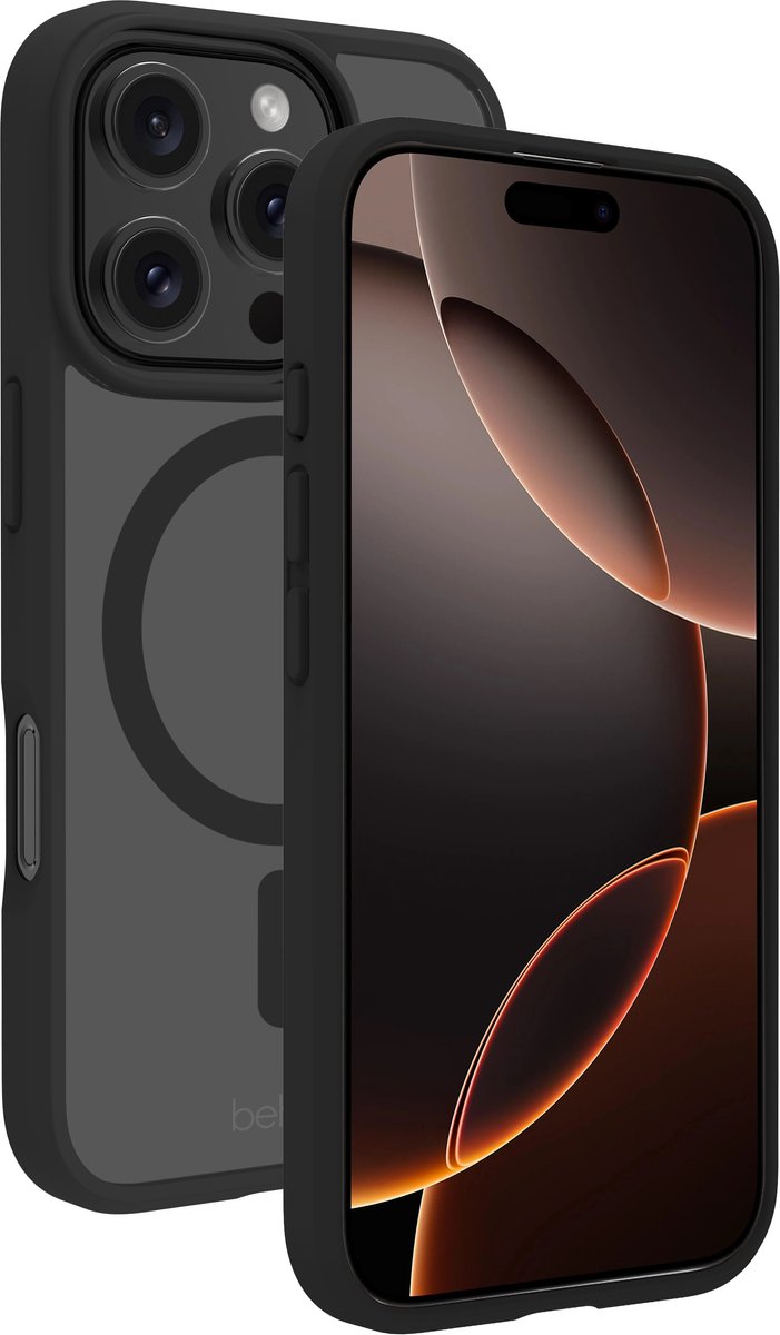 BeHello Hülle für iPhone 16 Pro - MagSafe - Flexibel - Stoßfest - Transparent Schwarz