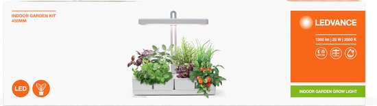 LEDVANCE Leuchte: für alle Oberflächen, Indoor Garden KIT 45- WT / 2- W, 22-...24- V, Abstrahlwinkel: 11-, Neutralweiß, 355- K, Gehäusematerial: Kunststoff/Edelstahl, IP2-