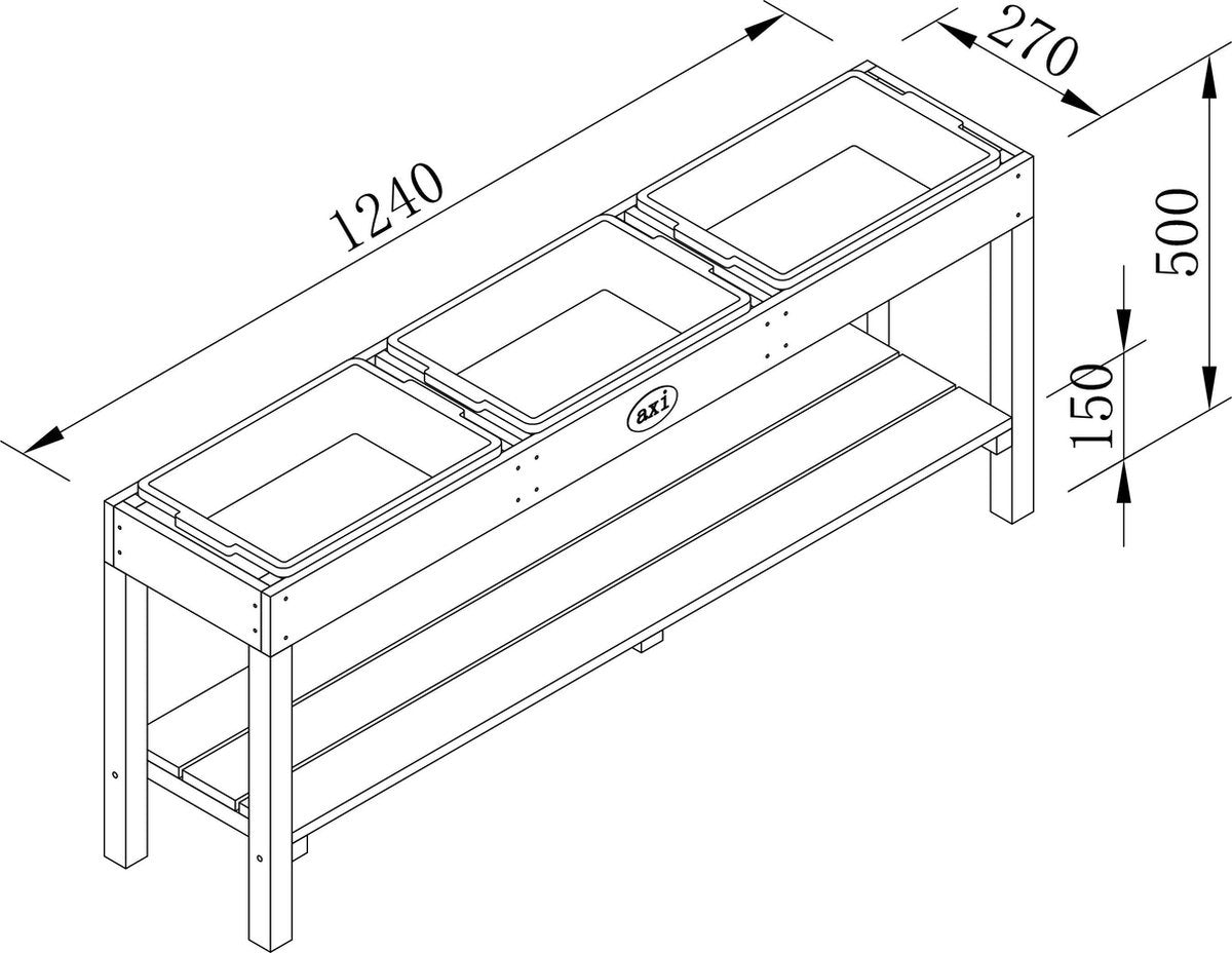 AXI Activity Table in Naturbraun mit 3 blauen Tabletts - Vielseitiger Kindertisch für verschiedene Aktivitäten
