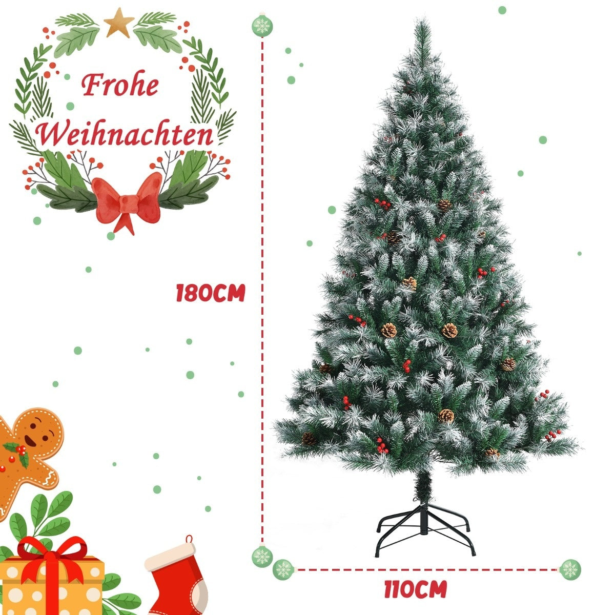 Coast Weihnachtsbaum verschneit mit Tannenzapfen - 180 cm