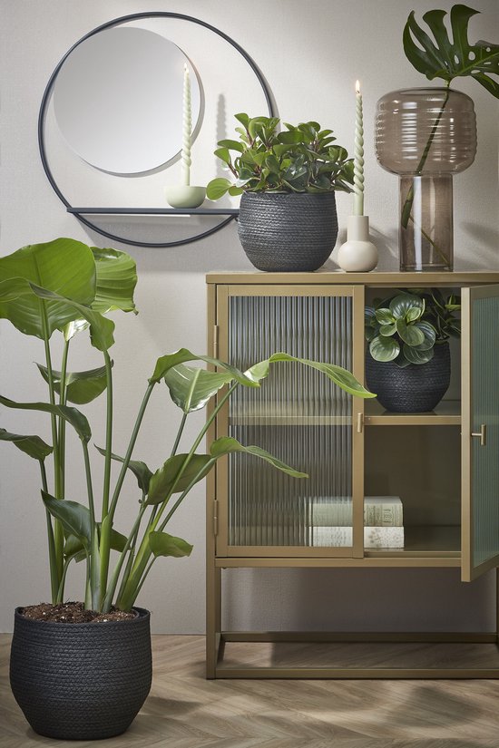 Mica Decorations Phoenix Wandspiegel - B11 x Ø39 cm - Metall - Schwarz