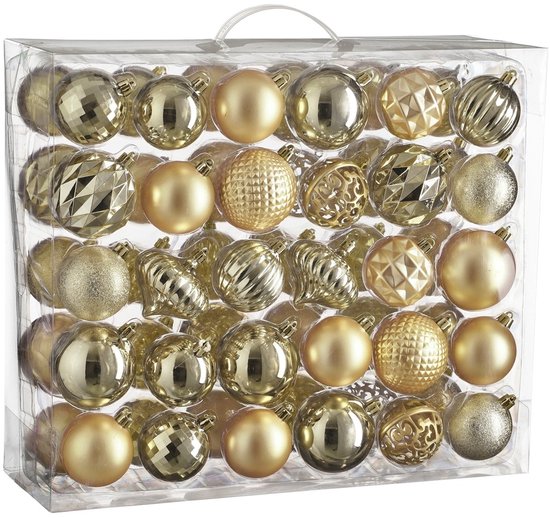 Mica Decorations Weihnachtskugeln-Set – 60 Stück – Ø 7 cm – bruchsicher – Champagner