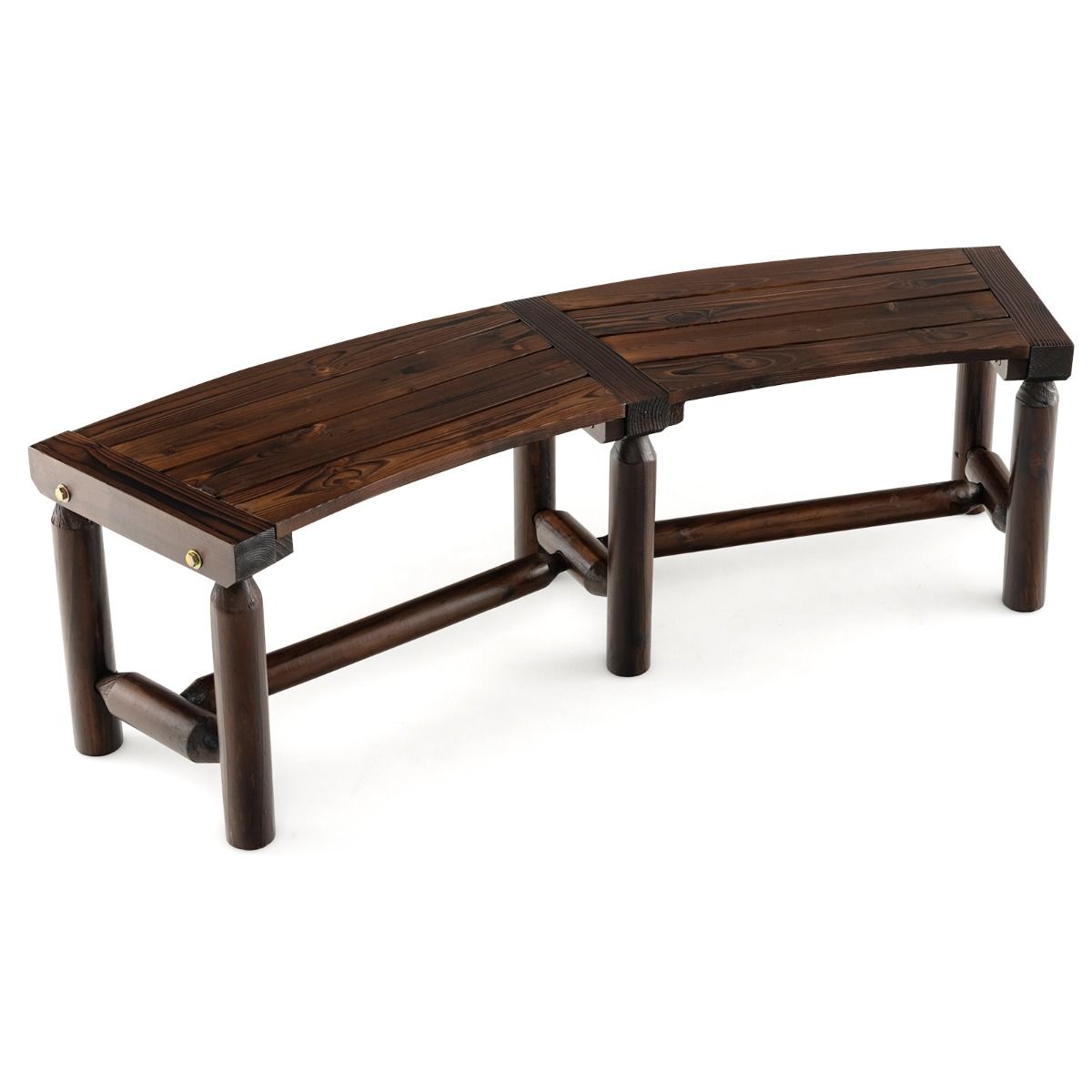 Coast Gartenbank ohne Rückenlehne – geschwungenes Design – 2-3-Sitzer – rustikales Braun 139 x 36 x 41 cm