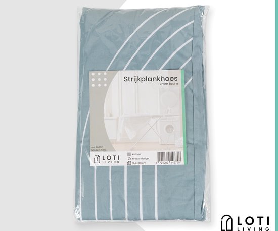 Loti Living Bügelbrettbezug 124 x 38 cm – Breeze – Bügelbrettbezug – Komplettset – Universal