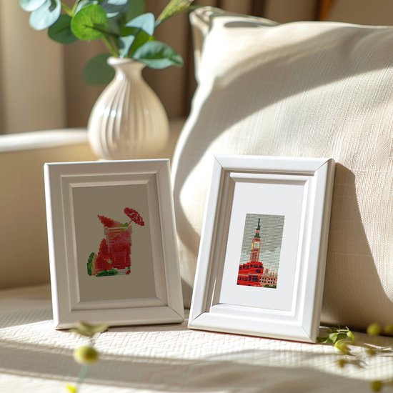 Rubye® Mini Diamantbilder - 2 Stück - Set - Erwachsene - Diamantbilder Kinder - Big Ben & Watermelon Cocktail- 15x20cm