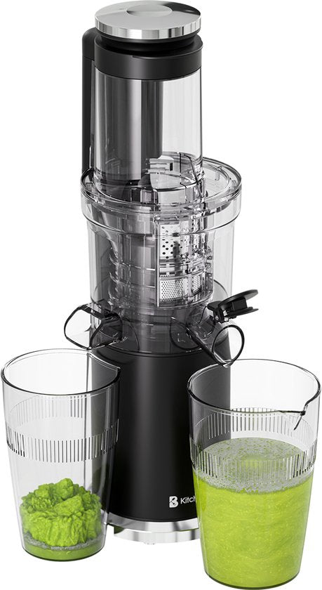 KitchenBrothers Slowjuicer - Vertikal - Gemüse- und Obstpresse - 80 mm - 750 ml - Schwarz