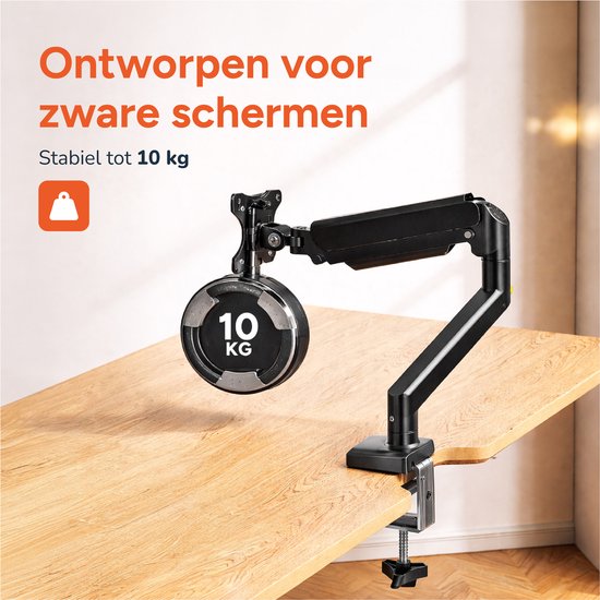 Skoov Monitorarm mit Gasfeder – Für 13–32 Zoll – Halterung für 1 Bildschirm – Monitor – Ständer – Halter – Halterung – Besonders stabil – Schwarz