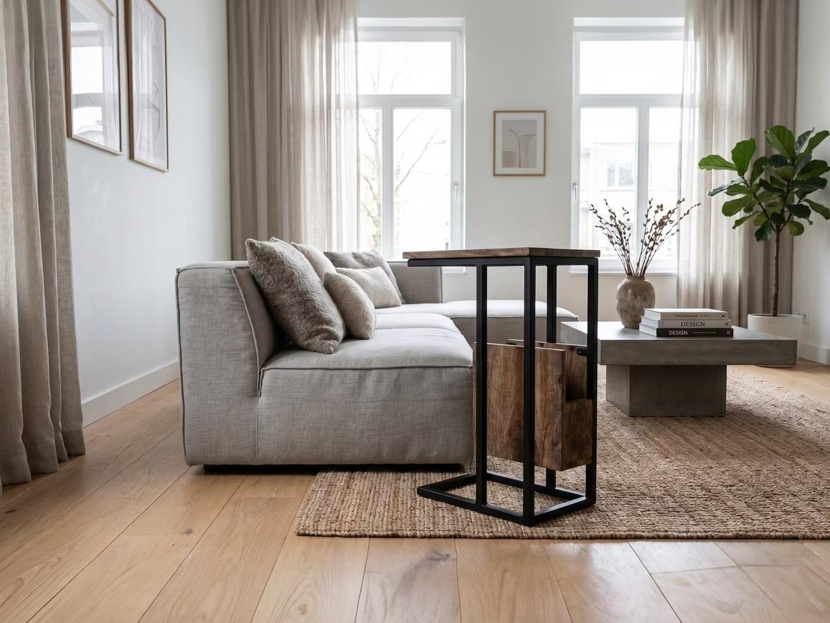 Beauval Beistelltisch mit Zeitschriftenregal – Kompaktes Design – 34 x 40 x 68 cm – Weiß