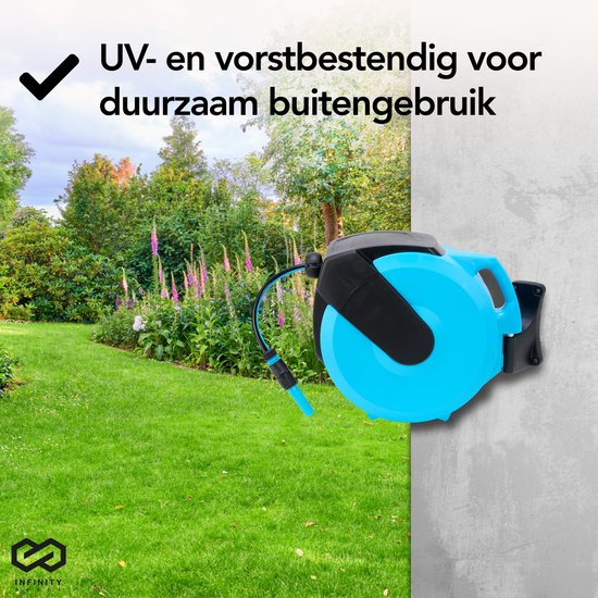 Infinity Goods Wandslangbox - 25 Meter - Slanghouder - Tuinslang Met Haspel - 180Â° Draaibaar - Automatisch - Slanghaspel