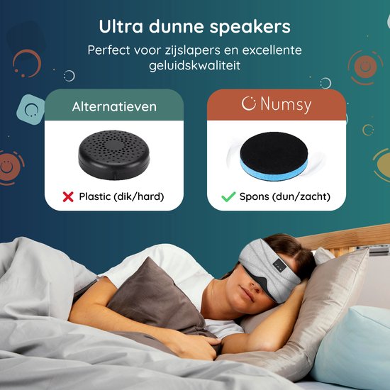Numsy Schlafmaske Bluetooth - Schlaf Kopfhörer - Stirnband