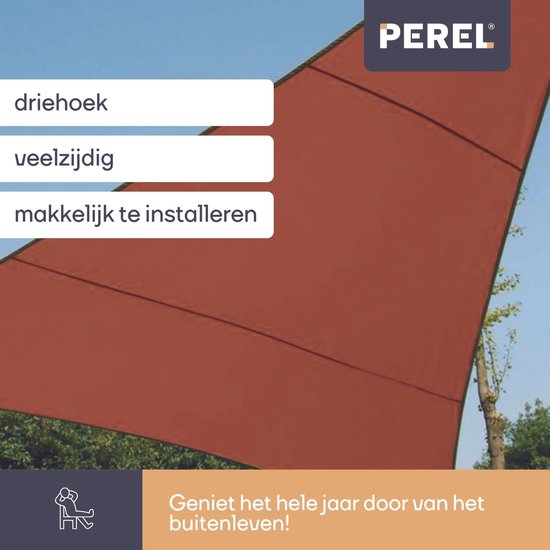 Perel Schattentuch, wasserabweisend, 5 x 5 x 5 m, 160 g/m², Polyester, Dreieck, terracotta