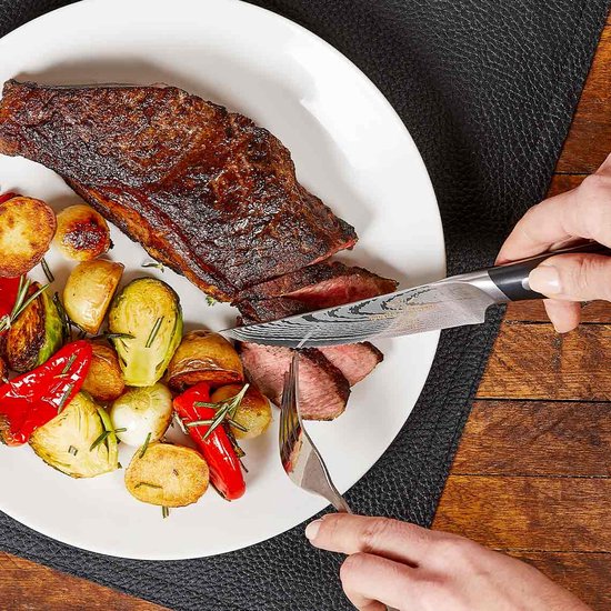 Trusted Butcher Steakmesserset – hochwertiges Messerset – ultrascharfe Messer in Metzgerqualität – perfekt ausbalancierte Fleischmesser für komfortables Schneiden – 4-teiliges Set.