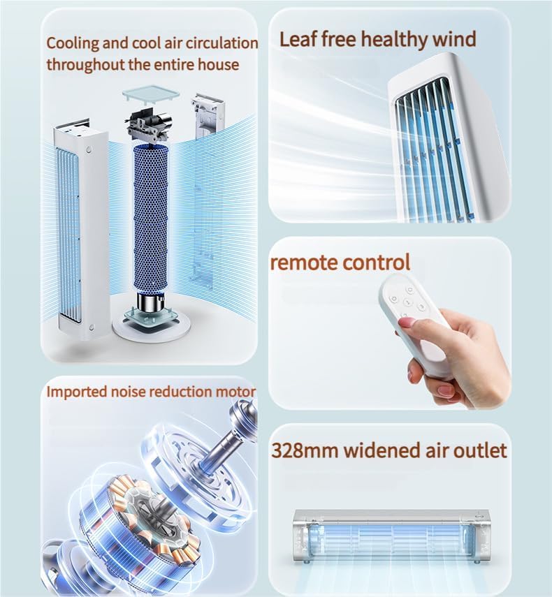 Breezmax Persönlicher Luftkühler – 360° tragbare Mini-Klimaanlage mit Fernbedienung – 4000 mAh, wiederaufladbar – 325 mm – Weiß