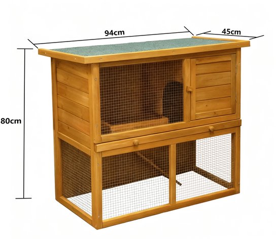 Kaninchenstall mit Auslauf - Stall für Kaninchen, Meerschweinchen und Nager - Käfig für Haustiere - für drinnen und draußen geeignet
