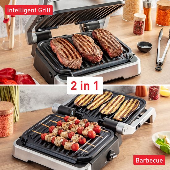 Tefal OptiGrill 2in1 GC772D – Kontaktgrill – Intelligenter Grill und BBQ