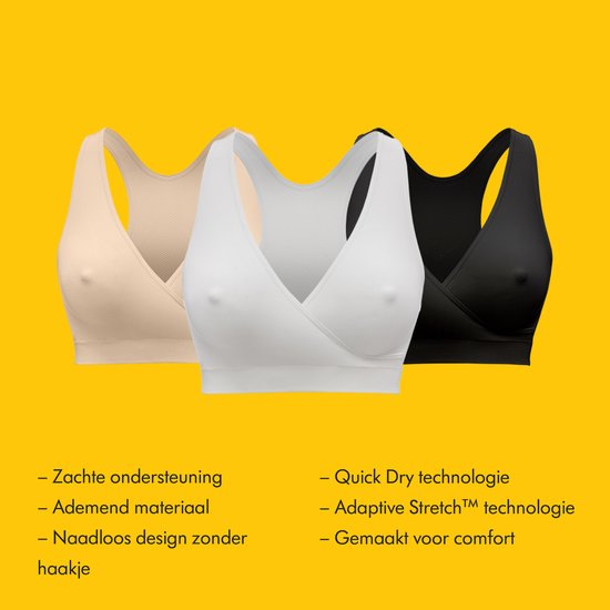 Medela Keep Cool Sleep-BH – Nahtloser Schlaf-BH – Schwangerschafts-BH – Still-BH mit 2 atmungsaktiven Zonen – Soft-Touch-Material – Weiß – Größe M