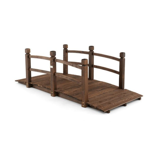 Teichbrücke Gartenbrücke Holzbrücke mit Handlauf 171 x 76,5 x 58,5 cm Dekorative Brücke Holzbrücke aus Kiefer Zierbrücke für Gartenteich