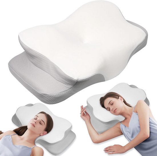 MULISOFT Memory-Schaum-Kissen, bequemes Kissen, stützendes Nackenkissen, ergonomisches Seitenschlafkissen (weiß)