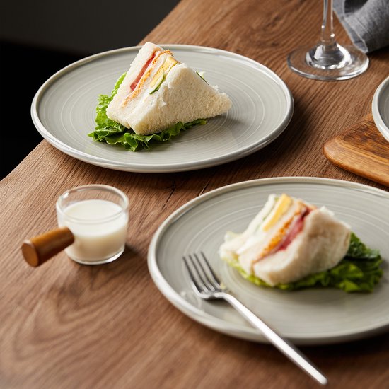 4er-Set Essteller (Ø 21,8 cm / 8,5 Zoll), Tellerset, Frühstücksteller, Dessertteller, Geschirrset für 4 Personen, Geeignet für Restaurants, Gastronomie, Feiern, Familienfeste, Bankette und Picknicks, mikrowellen- und spülmaschinenfest, Keramik