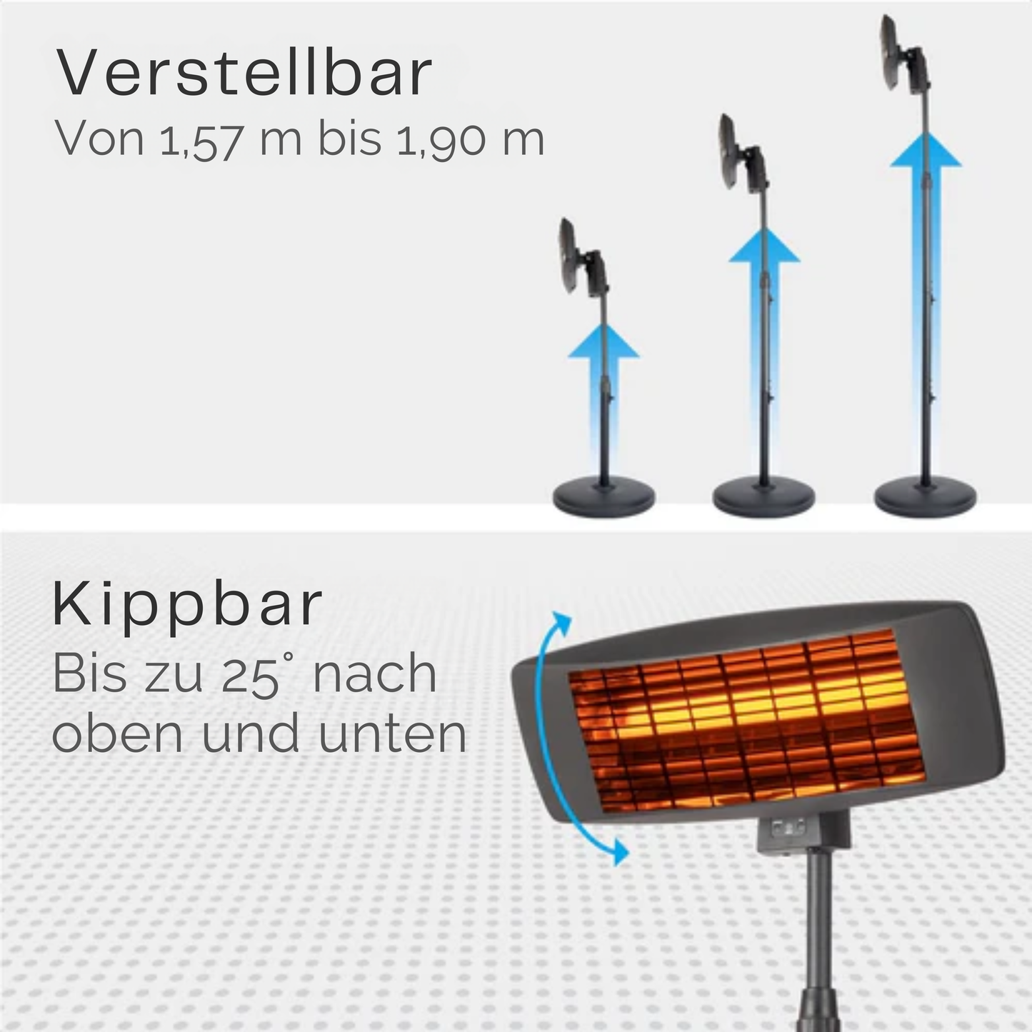 Auronic Terrassenheizer - 2000W - Hängeleuchte und Standfuß - Inkl. Fernbedienung - 3 Stufen - Schwarz