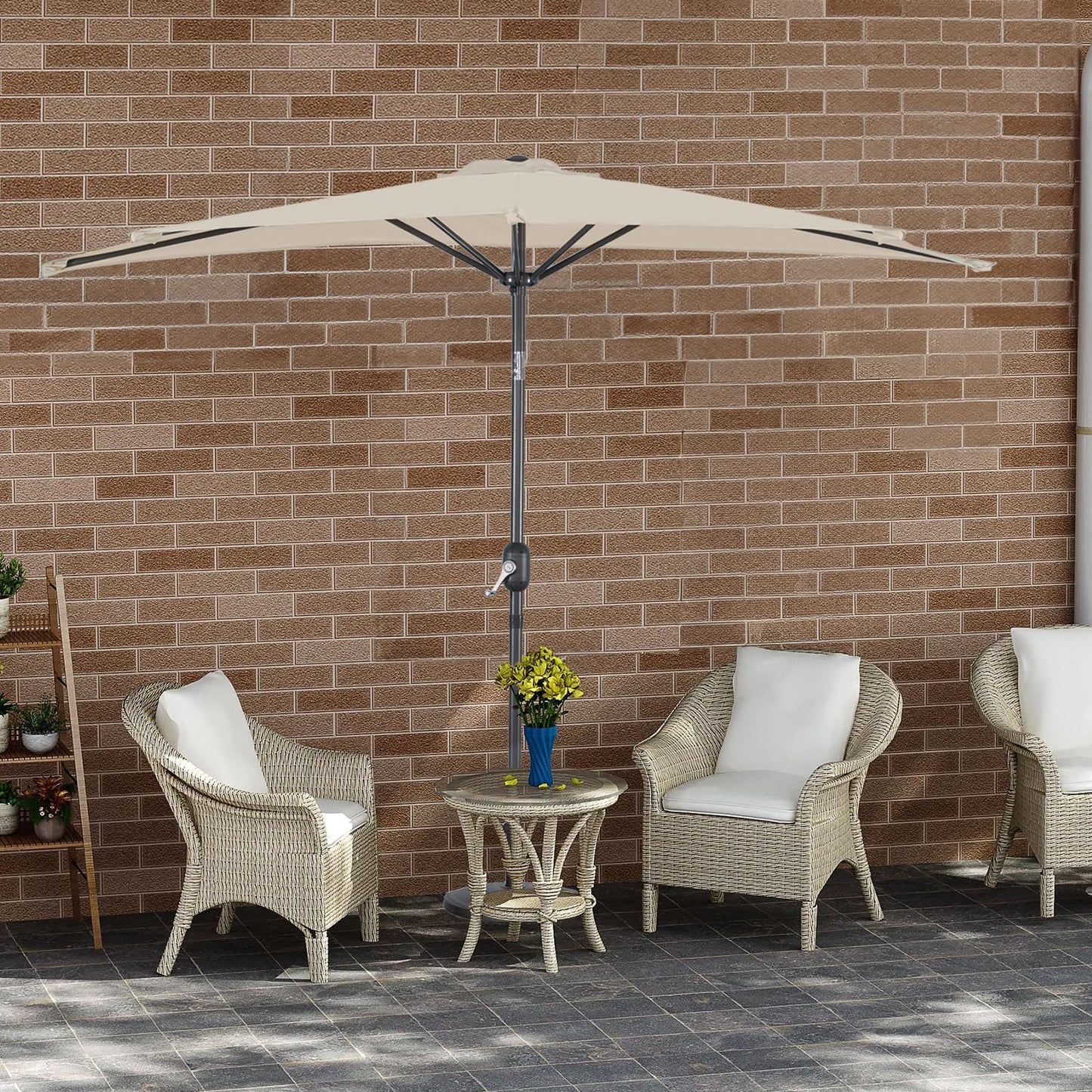 Angel Living Balkon-Sonnenschirm - halbrund - 265 x 130 cm - Beige