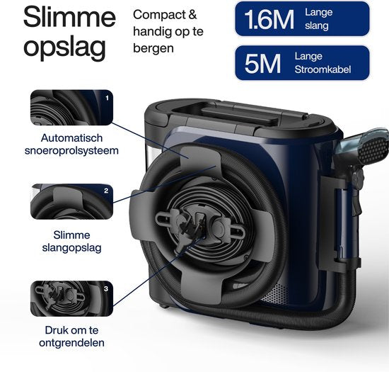 Samako - Teppichreiniger PowerClean Pro - 1800W - Dampfreiniger und Fleckenreiniger - 8 Aufsätze - 100° Dampf