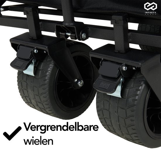 Infinity Goods Bolder Cart XL - faltbar - 180KG Tragfähigkeit - drehbare Räder - 95 x 57 x 96 CM - verstellbar - Schwarz
