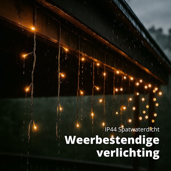 FlinQ 144 LED-Eiszapfenlichter warmweiß - Weihnachtsbeleuchtung - Weihnachtsbeleuchtung für den Außenbereich - warmweißes Licht - 14 Meter (4,2 Meter Lichter)