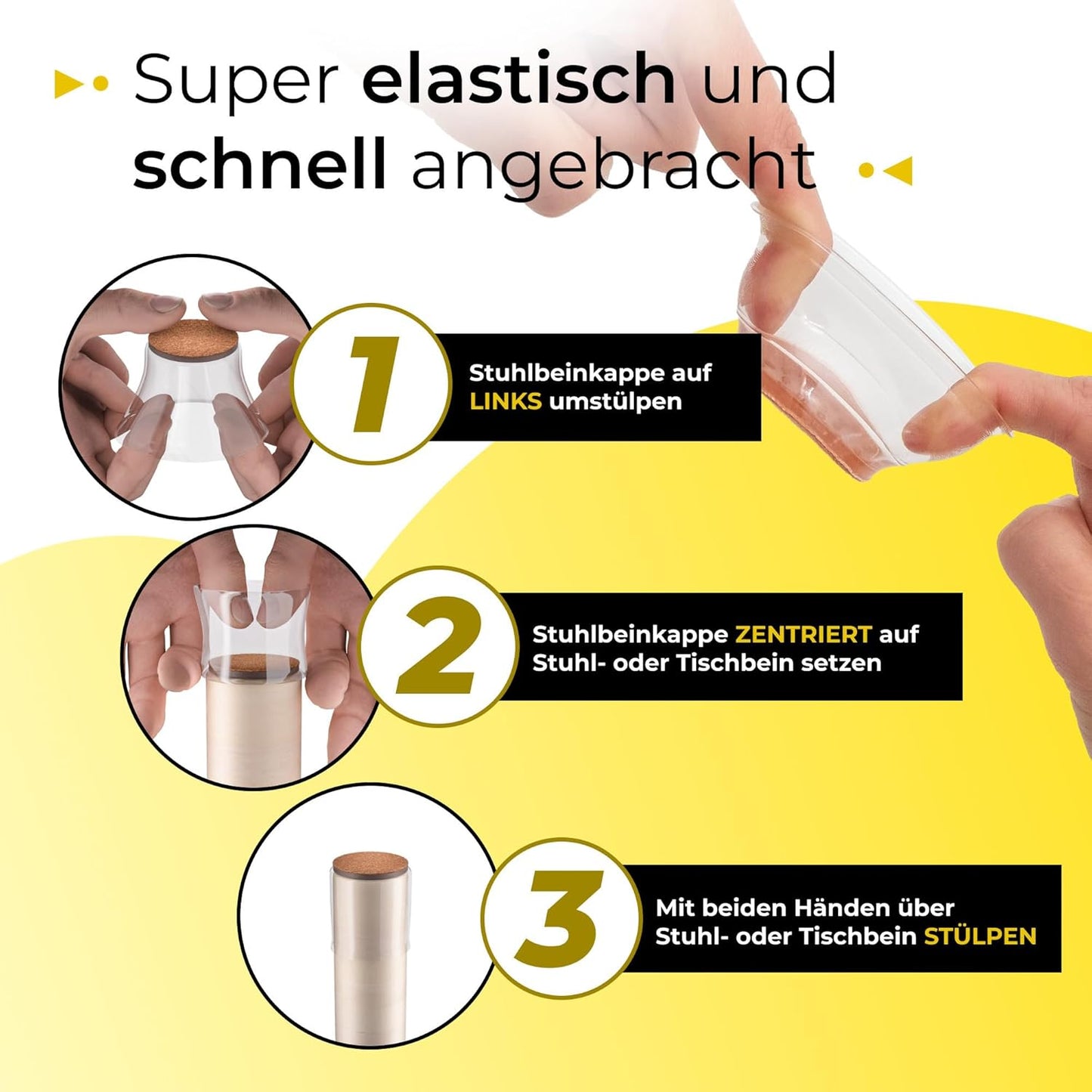 Five Dots - Satz mit 16 Stuhlbeinkappen - Rund