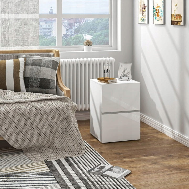 Eugad Nachttisch mit Schubladen – Weiß – 40 x 40 x 58 cm – 2 Stück