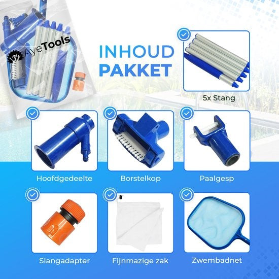AyeTools Pool Staubsauger - Inklusive Schaufelnetz - Blau