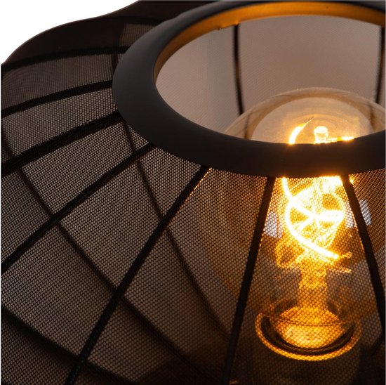 Lucide CORINA – Tischlampe – Ø 40 cm – 1xE27 – Schwarz – Japandi