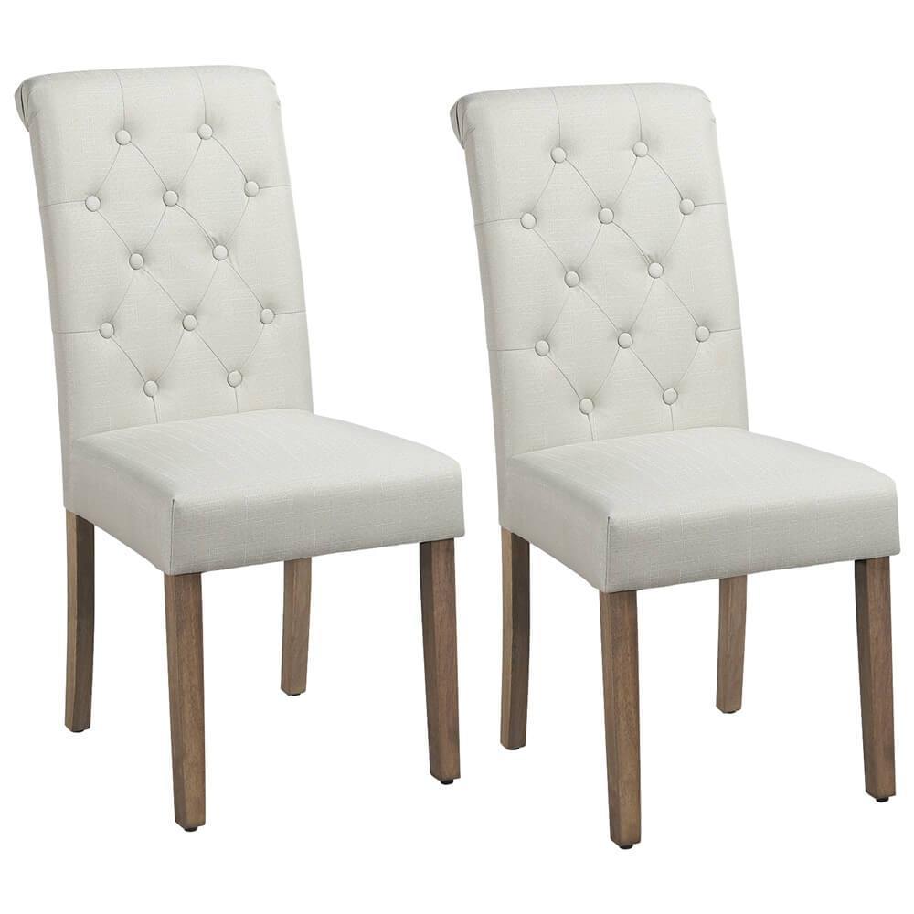 Yaheetech Esszimmerstühle mit hoher Rückenlehne – 2er-Set – Beige – 45,5 × 62 × 98,5 cm