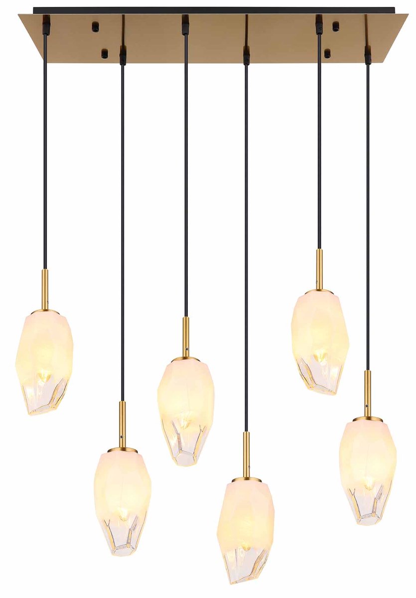 Globo - Barcley Pendelleuchte - Messing Metall - Opal & Klarglas - Klassisches Design - E14 Fassung - Höhenverstellbar