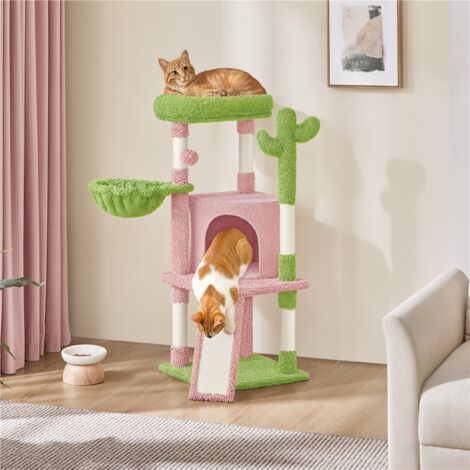 Yaheetech Kratzbaum – Kaktus – Sisal – 42,5 x 42,5 x 106,5 cm – Rosa/Grün