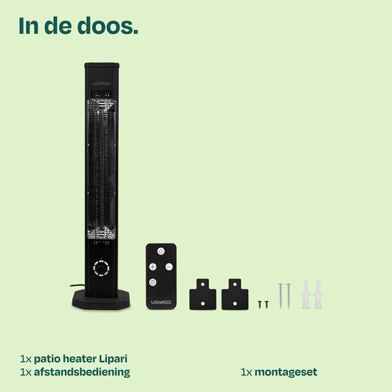 VONROC Stand-Terrassenheizung Lipari 2000 W – Terrassenheizung – Carbon-Infrarot-Heizelement – inkl. Fernbedienung