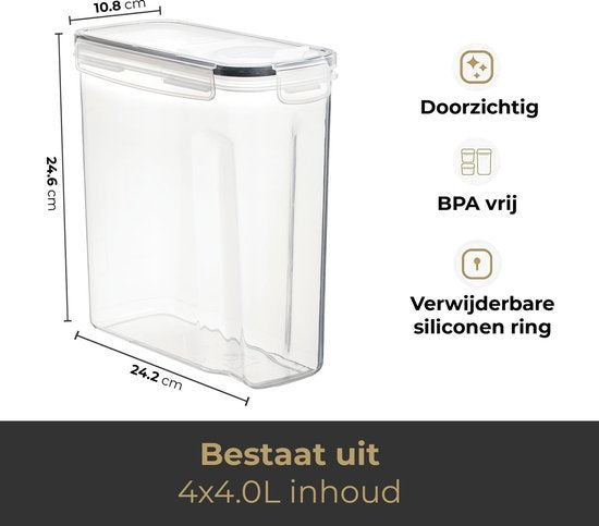 Stosh Vorratsgläser - Vorratskanister - Luftdicht - 4 Stück - 4.0L - BPA-frei - Kunststoff