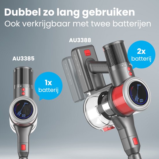 Auronic Stick Staubsauger - Kabellos - Standstaubsauger - Ohne Beutel - 350W - Staubsauger - Grau/Rot