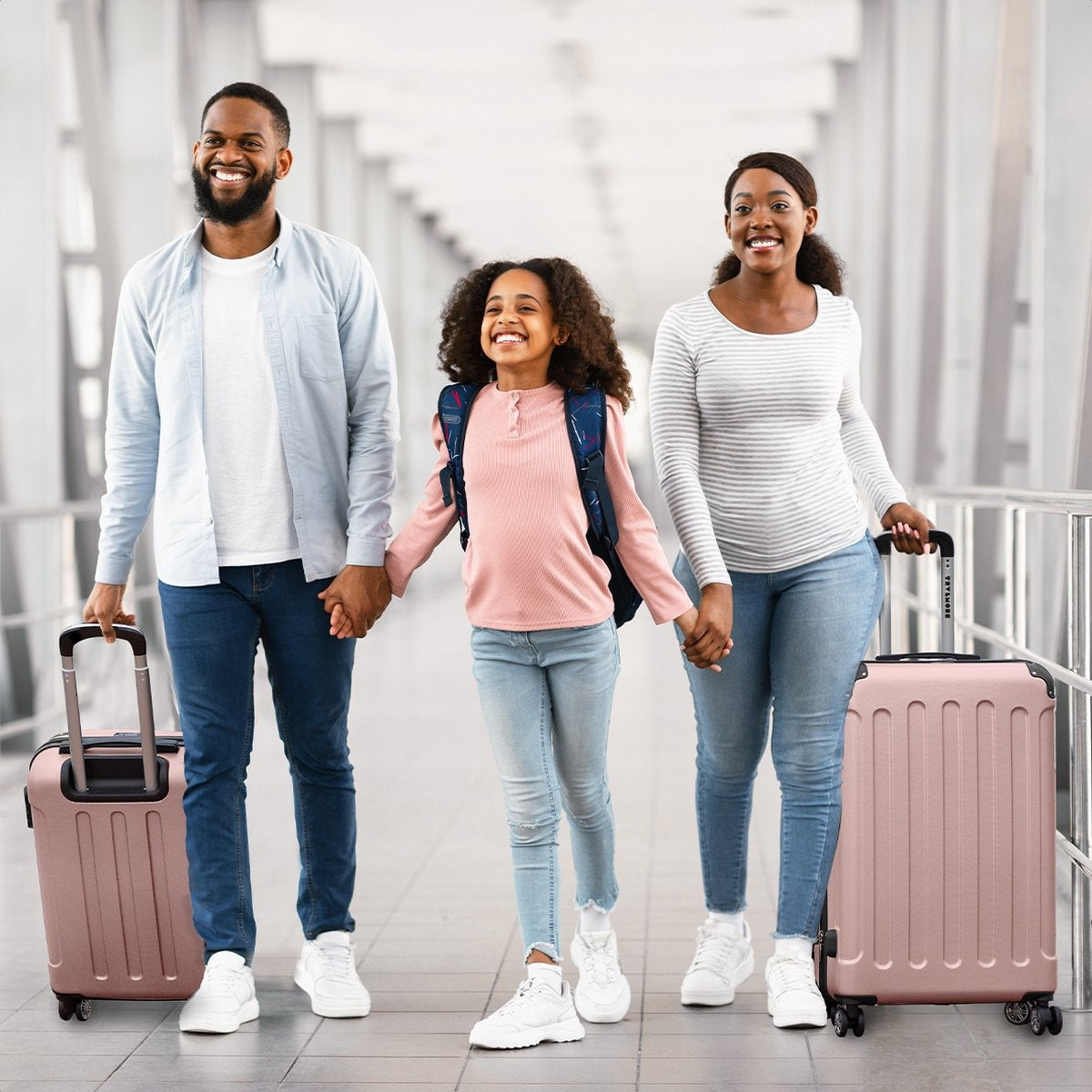 TRVLMORE - Kofferset - 2 Stück - 38L (Handgepäck) + 110L - Rose Gold