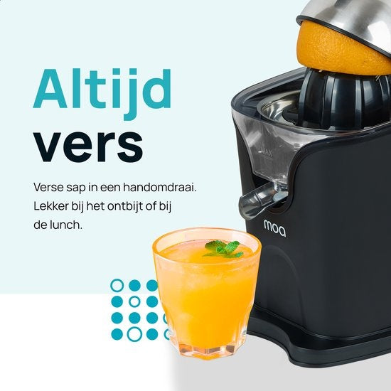 MOA Zitruspresse - Zitruspresse - Elektrische Orangenpresse - Zitronenpresse - 2 Presskegel - Schwarz - CJ408B
