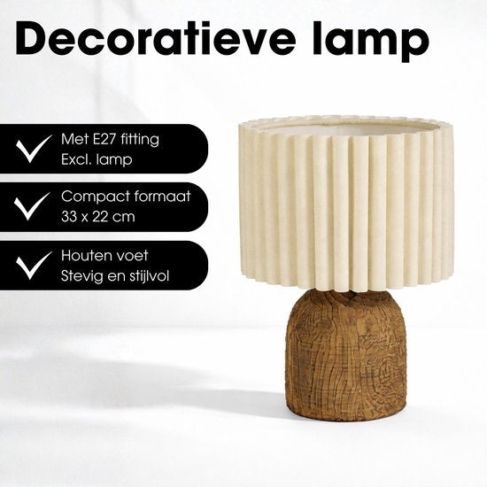 Mica Decorations Frey Tischlampe für das Wohnzimmer – Japandi-Stil – Dekorative Lampe mit Lampenschirm – Schreibtischlampe, Tischlampen für das Wohnzimmer – 33 x ⌀22 cm – Braun