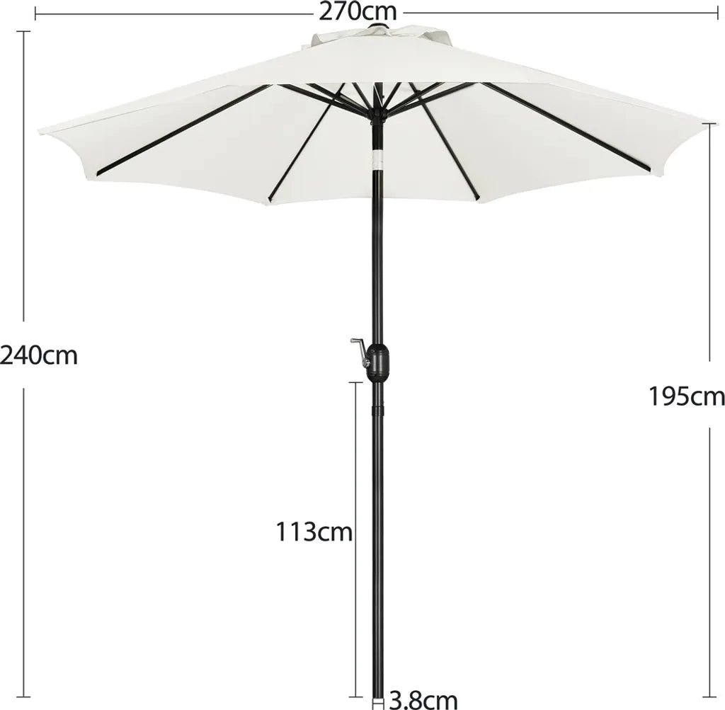 Yaheetech Sonnenschirm Ø 270 cm – Creme – Neigbarer Gartenschirm mit Pendelmechanismus und 8 Streben