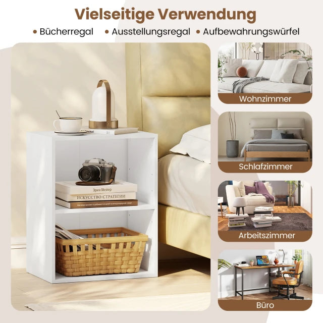 Coast Bücherregal Weiß - Offenes 2-Schicht-Regal mit verstellbarem Einlegeboden - 42 x 29,5 x 53,5 cm