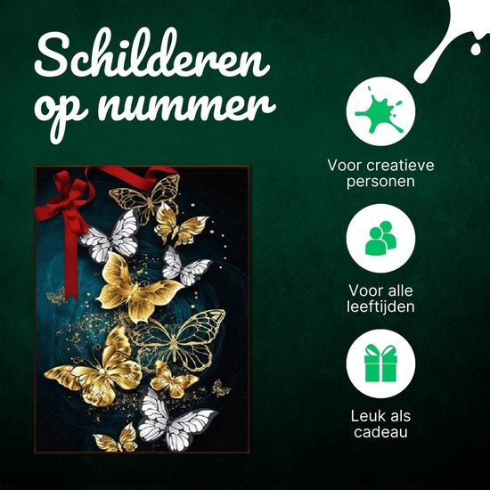 RubyeÂ® Malen nach Zahlen Erwachsene - Schmetterlinge - Inklusive Pinsel - Leinwand Malerei Leinwand - Farbe nach Zahlen - 40x50cm